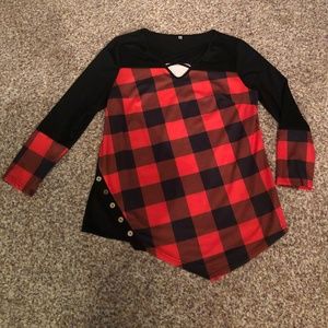 Ladies Buffalo check red and black blouse/tunic